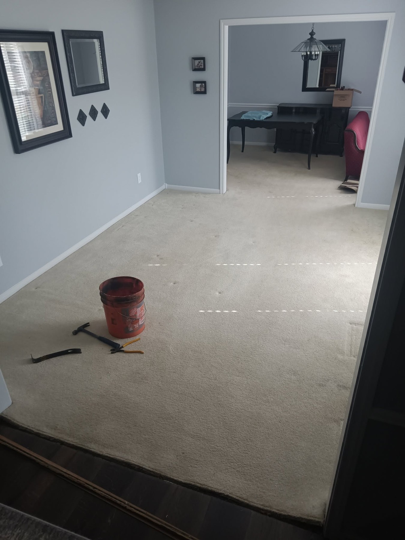 Room with carpet before flooring work